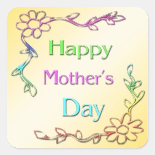 Happy Mother's Dayステッカー スクエアシール (正面)