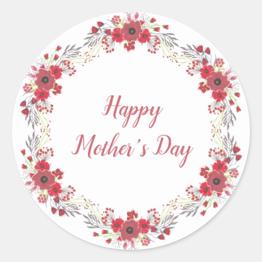Happy Mother's Dayステッカー ラウンドシール (正面)
