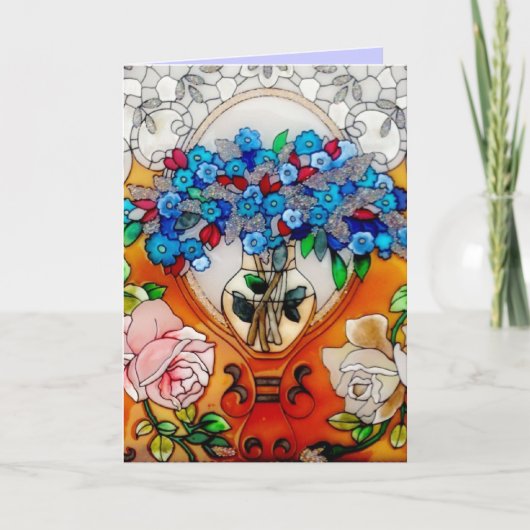 Happy Mother's Dayステンドグラス花瓶C カード (正面)