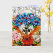 Happy Mother's Dayステンドグラス花瓶C カード (黄色い花)