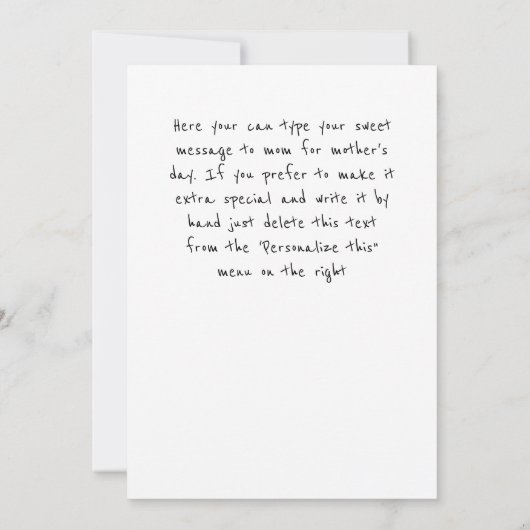 Happy Mother's Dayタイポグラフィ写真パーソナライズされた (裏面)