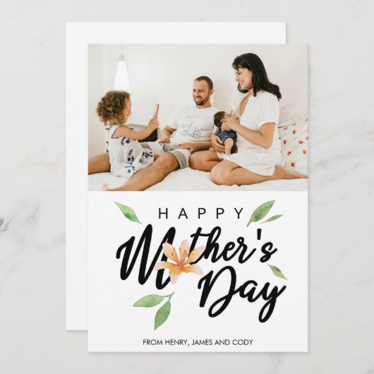 Happy Mother's Dayタイポグラフィ写真パーソナライズされた (正面/裏面)
