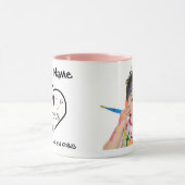 Happy Mothers Dayハートカスタマイズ可能なピンクの写真 マグカップ (中央)