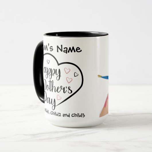 Happy Mothers Dayハートカスタマイズ可能な写真 マグカップ (正面左)