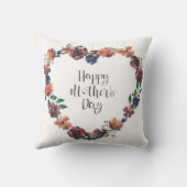 Happy Mother's Dayハートフローラ花スクリプト クッション (裏面)