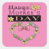 Happy Mother's Dayハート スクエアシール (正面)