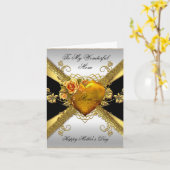 Happy Mother's Dayバラ金ゴールドハート追加フォト2 カード (黄色い花)