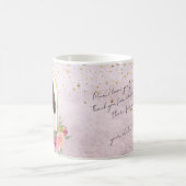 Happy Mother's Dayピンク金ゴールドフローラフォトフレーム コーヒーマグカップ (中央)