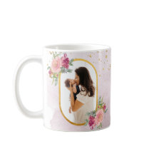 Happy Mother's Dayピンク金ゴールドフローラフォトフレーム