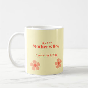 Happy Mother's dayピーチフラワーピンク コーヒーマグカップ
