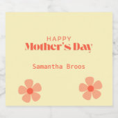 Happy Mother's dayピーチフラワーピンク スパークリングワインラベル (シングルラベル)