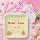 Happy Mother's dayピーチフラワーピンク ペーパープレート (パーティー)
