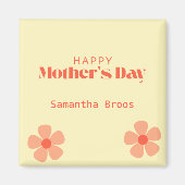 Happy Mother's dayピーチフラワーピンク マグネット (正面)