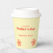 Happy Mother's dayピーチフラワーピンク 紙コップ (正面)