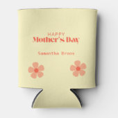 Happy Mother's dayピーチフラワーピンク 缶クーラー (正面)