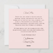 Happy Mothers Dayフォトエレガント引用文ピンク シーズンカード (裏面)