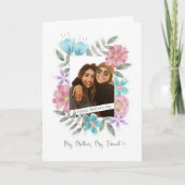 Happy Mother's Dayフォトカスタムウォーターカラー花 カード (正面)