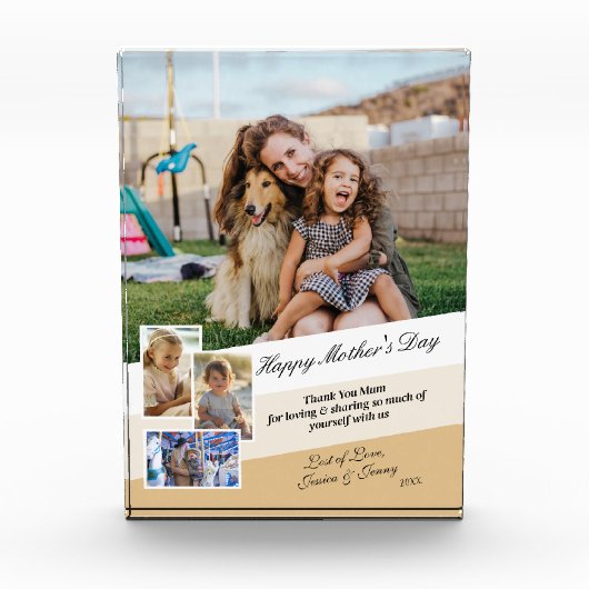 Happy Mothers Dayフォトコラージュモダンディスプレイ フォトブロック (正面)
