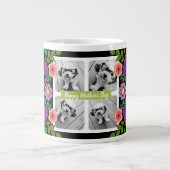 Happy Mother's Dayフォトコラージュ – ガーリー花 ジャンボコーヒーマグカップ (正面)