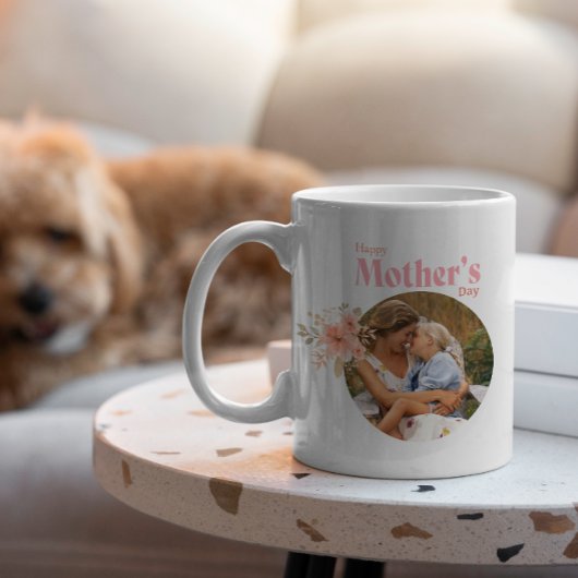 Happy Mothers Dayフローラカスタム写真と文字 コーヒーマグカップ