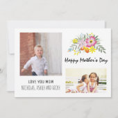 Happy Mother's Dayフローラピンクモダン写真 カード (正面)