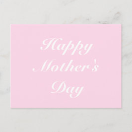 Happy Mother's Dayライトピンクの白い脚本エレガント ポストカード