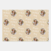 Happy Mother's Day写真カスタム金ゴールド3 ラッピングペーパーシート (正面)