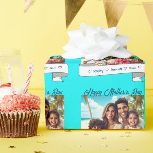 Happy Mother's Day家族カスタムの写真 ラッピングペーパー (誕生日パーティー)