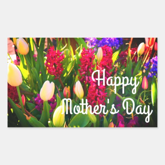 Happy Mother's Day春の花#5シール 長方形シール (正面)