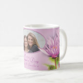 Happy Mothers Day水のユリ"自分の写真"マグカップ コーヒーマグカップ (正面右)