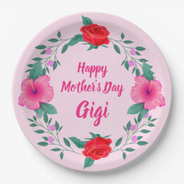 Happy Mother's Day編集ネーム祖母Gigi ペーパープレート