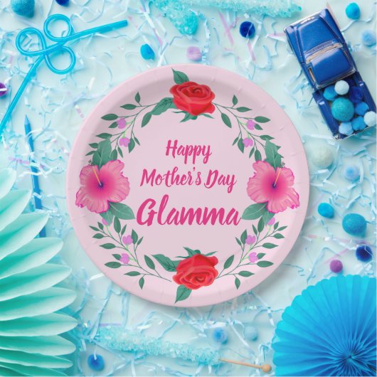 Happy Mother's Day編集ネーム祖母Glamma ペーパープレート (パーティー)