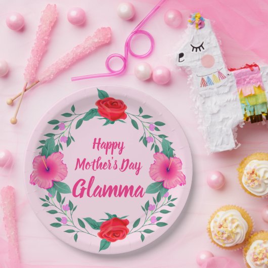 Happy Mother's Day編集ネーム祖母Glamma ペーパープレート (パーティー)