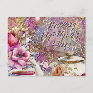 Happy Mother's Day花とお茶のパーティー ポストカード
