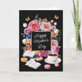 Happy Mother's Day花とマカロンカスタマイズ カード