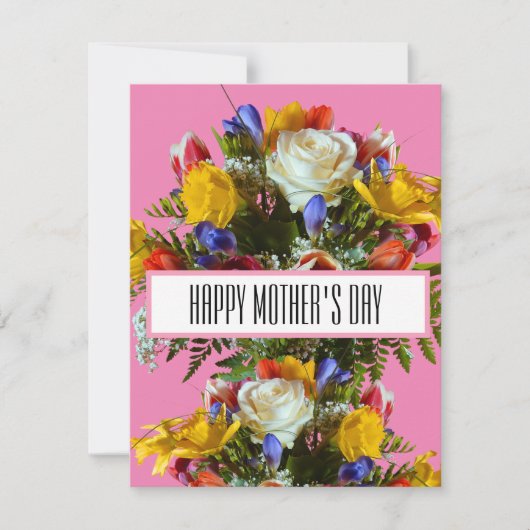 HAPPY MOTHERS DAY花フローラピンク 招待状 (正面)