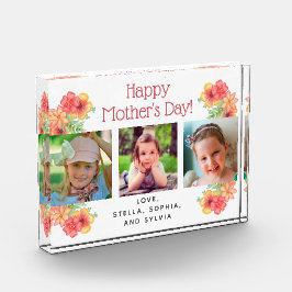 Happy Mother's Day花3枚の写真フォトブロック フォトブロック