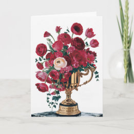 Happy Mother's Day赤い花のトロフィーカスタマイズ カード