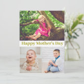 Happy Mother's Day金ゴールドスクリプトフォトコラージカード 招待状 (スタンド正面)