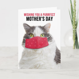 Happy Mother's Day おもしろい Cat in Covid顔 シーズンカード