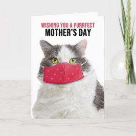 Happy Mother's Day おもしろい Cat in Covid顔 シーズンカード