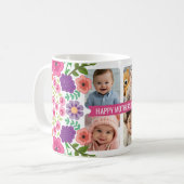 Happy Mother's Day カスタム4フォトコラージュ花 コーヒーマグカップ (正面左)