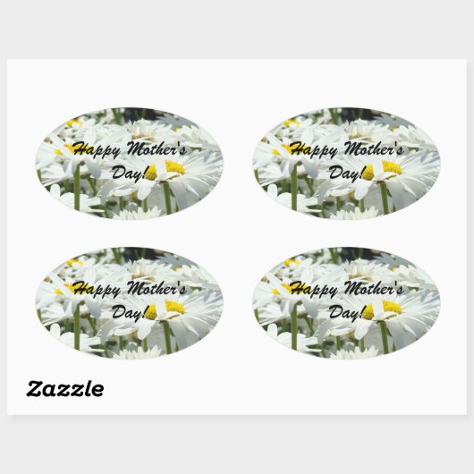 Happy Mothers Day!シールデイジー花フローラ 楕円形シール (シート)