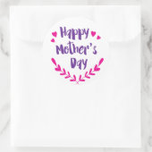 Happy Mother's Day,ハート – 光沢， Lg., ラウンドシール (バッグ)