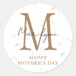 Happy Mother's Day モダン Monogramスタンプ ラウンドシール