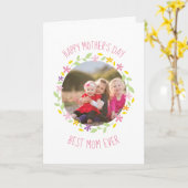 Happy Mother's Day 最高の Mom Ever  Family Photo カード (黄色い花)