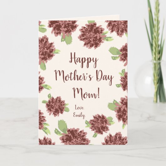 Happy Mother's Day – 赤デイジー枠。 カード (正面)