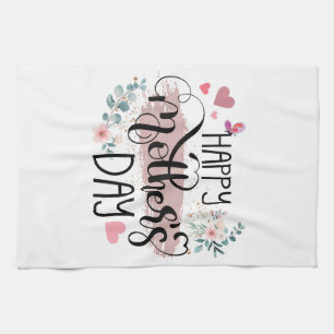 Happy Mother's Day 2025 Women Momのかわいいフローラ キッチンタオル
