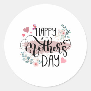 Happy Mother's Day 2025 Women Momのかわいいフローラ ラウンドシール
