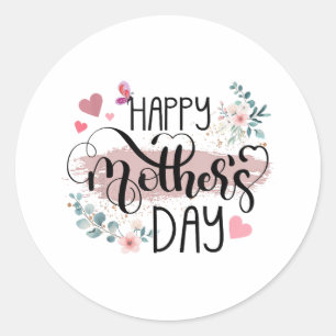 Happy Mother's Day 2025 Women Momのかわいいフローラ ラウンドシール